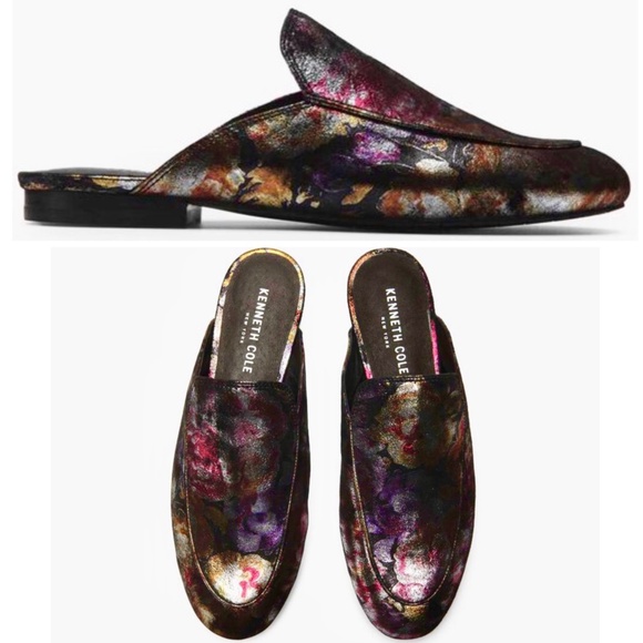 Kenneth Cole Wallice Slip On Mule Floral Loafers Leather Fashion Pumps Shoes - Picture 12 of 12